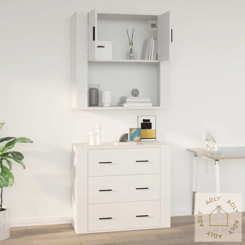 Veggskap Hvit 80X33X80 Cm Konstruert Tre