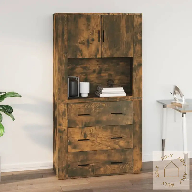 Veggskap Røkt Eik 80X33X80 Cm Konstruert Tre