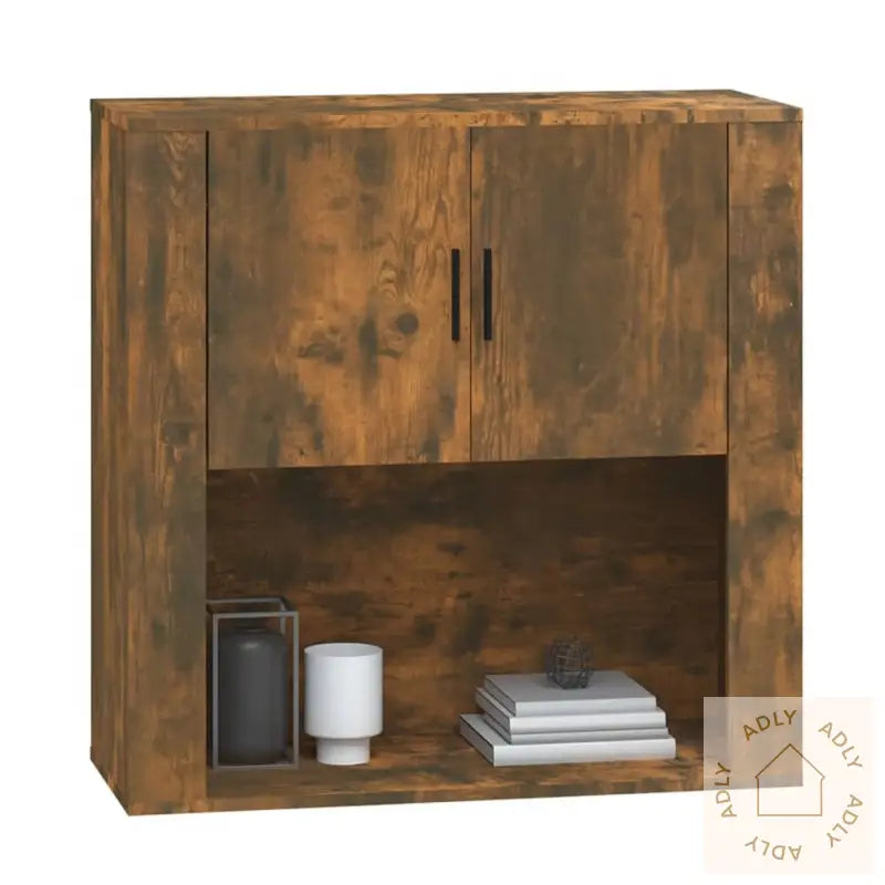 Veggskap Røkt Eik 80X33X80 Cm Konstruert Tre