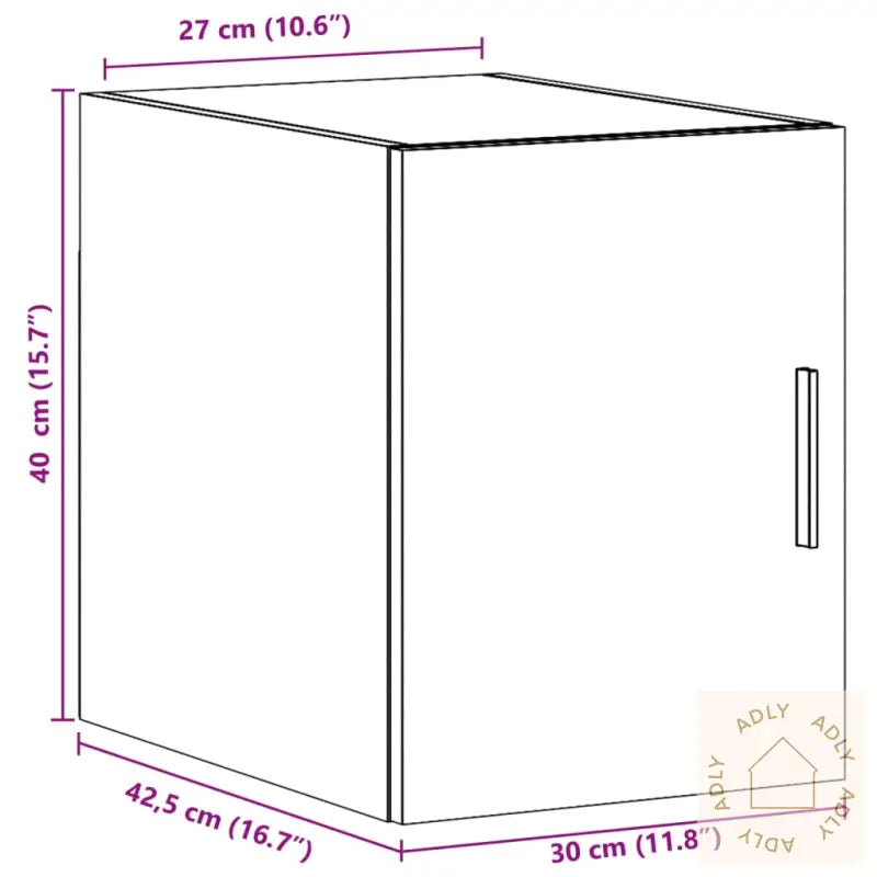 Veggskap Betonggrå 30X42,5X40 Cm Konstruert Tre