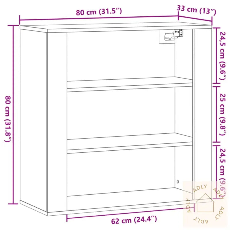 Veggskap Artisan Eik 80X33X80 Cm Konstruert Tre