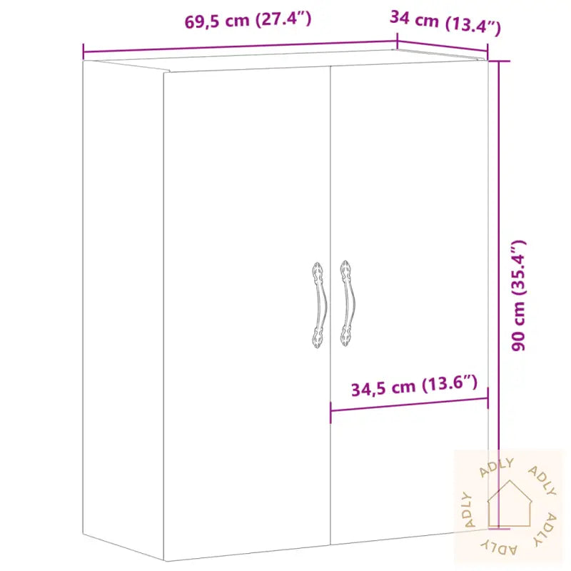 Veggskap Artisan Eik 69,5X34X90 Cm Konstruert Tre
