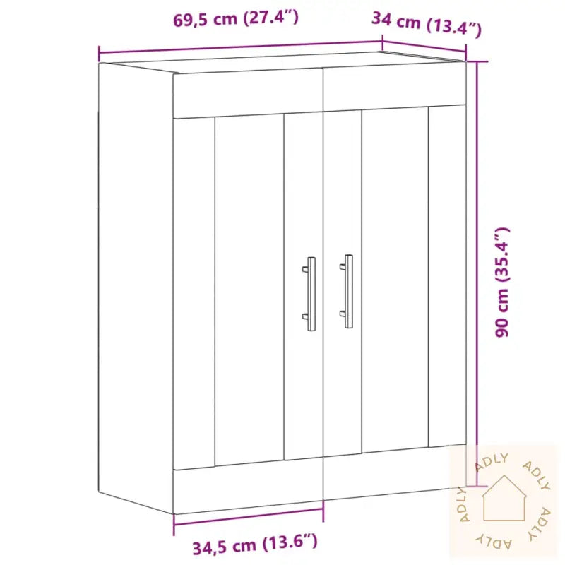 Veggskap Artisan Eik 69,5X34X90 Cm Konstruert Tre