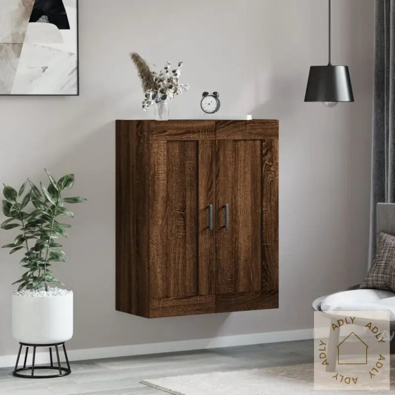 Veggskap Brun Eik 69,5X34X90 Cm Konstruert Tre