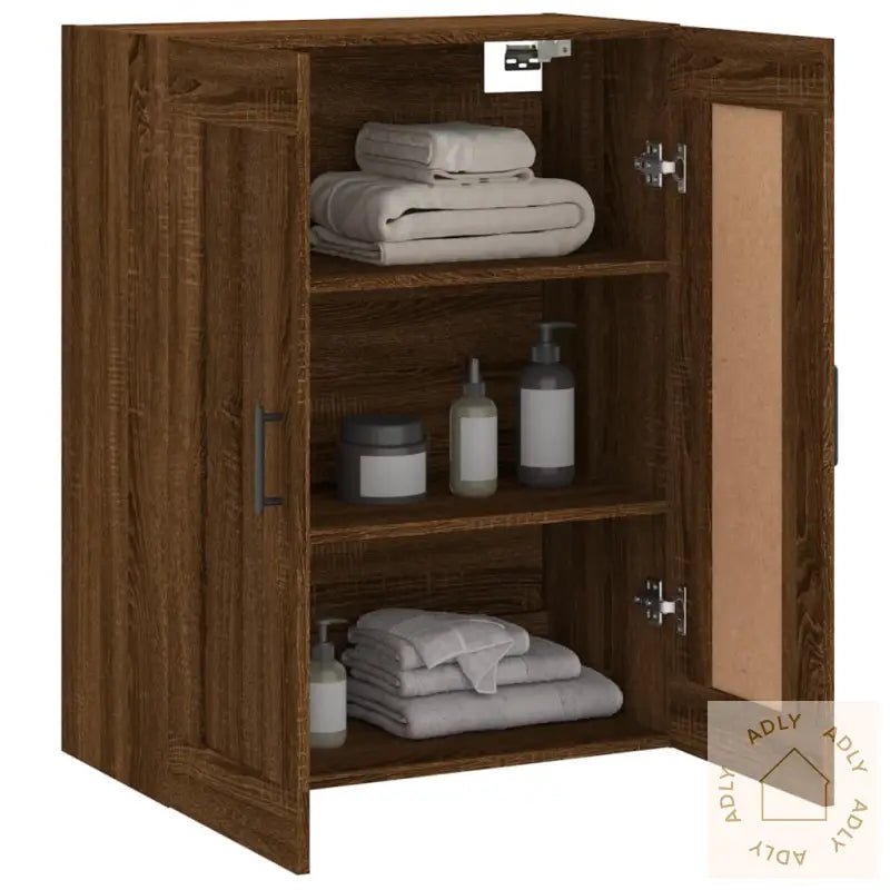 Veggskap Brun Eik 69,5X34X90 Cm Konstruert Tre