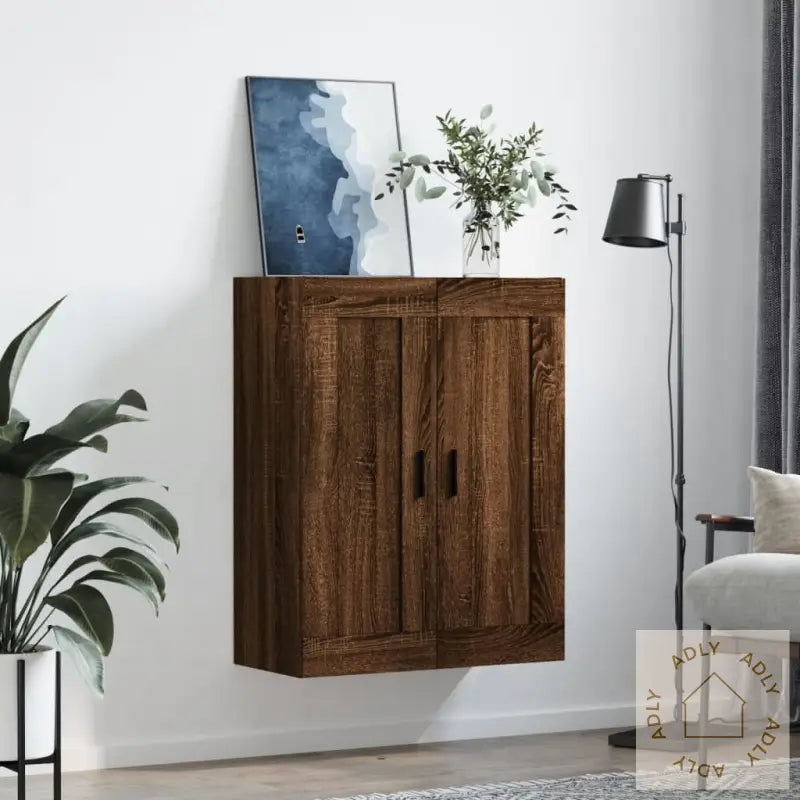 Veggskap Brun Eik 69,5X34X90 Cm Konstruert Tre