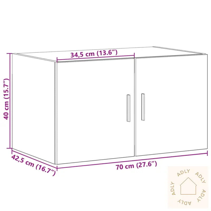 Veggskap Brun Eik 70X42,5X40 Cm Konstruert Tre