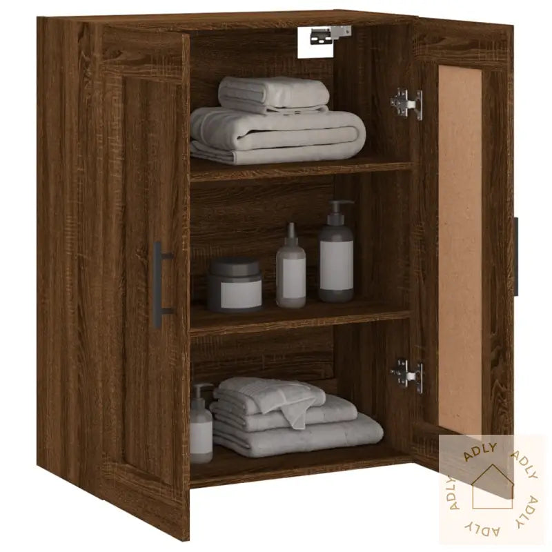 Veggskap Brun Eik 69,5X34X90 Cm Konstruert Tre