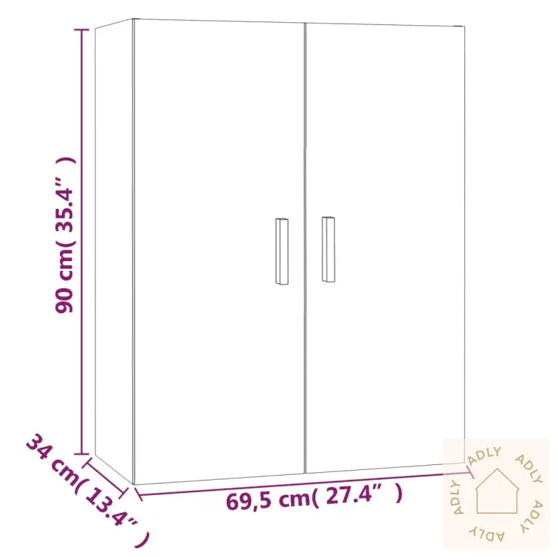 Hengende Veggskap Brun Eik 69,5X34X90 Cm