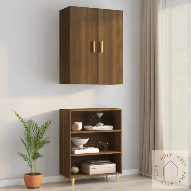 Hengende Veggskap Brun Eik 69,5X34X90 Cm