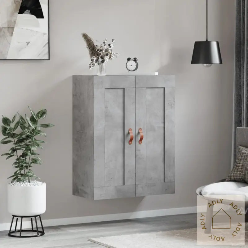 Veggskap Betonggrå 69,5X34X90 Cm Konstruert Tre