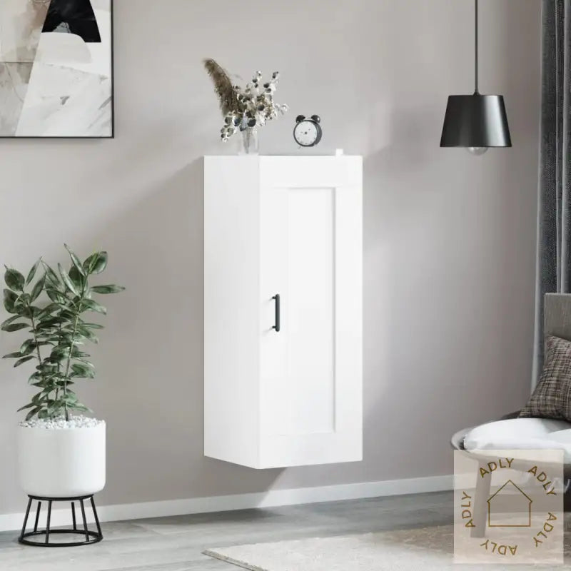 Veggmontert Skap Hvit 34,5X34X90 Cm Konstruert Tre