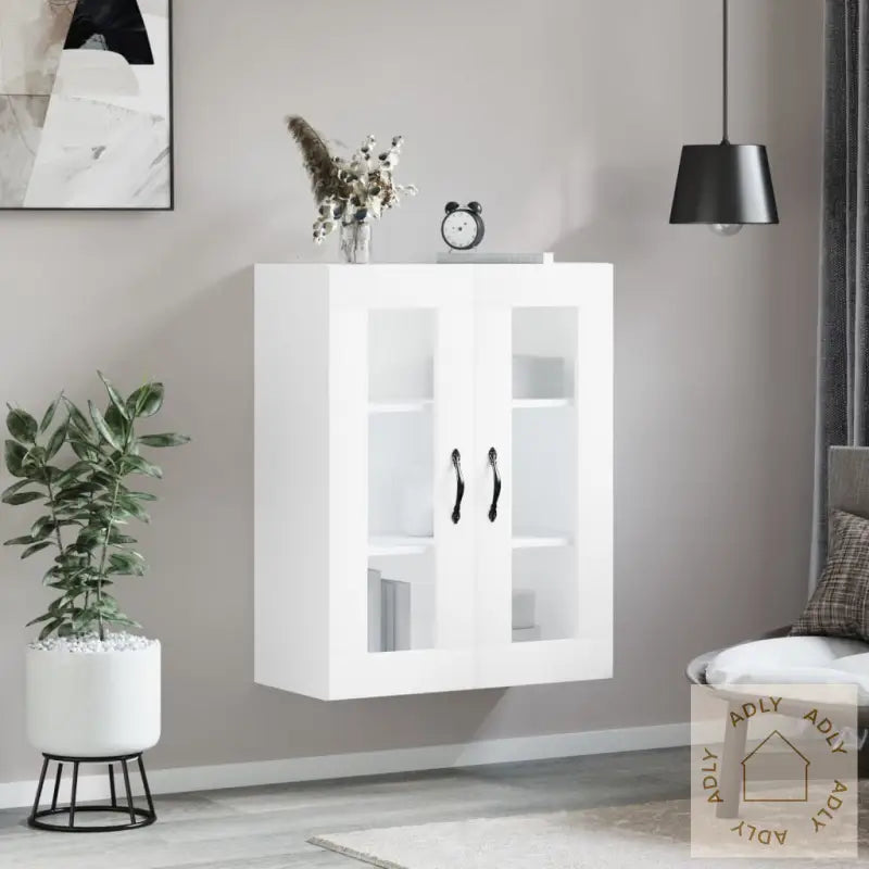 Veggmontert Skap Hvit 69,5X34X90 Cm Konstruert Tre