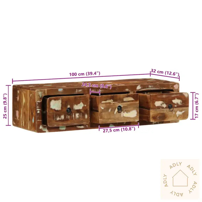 Veggmontert Tv-Benk 100X32X25 Cm Gjenvunnet Heltre