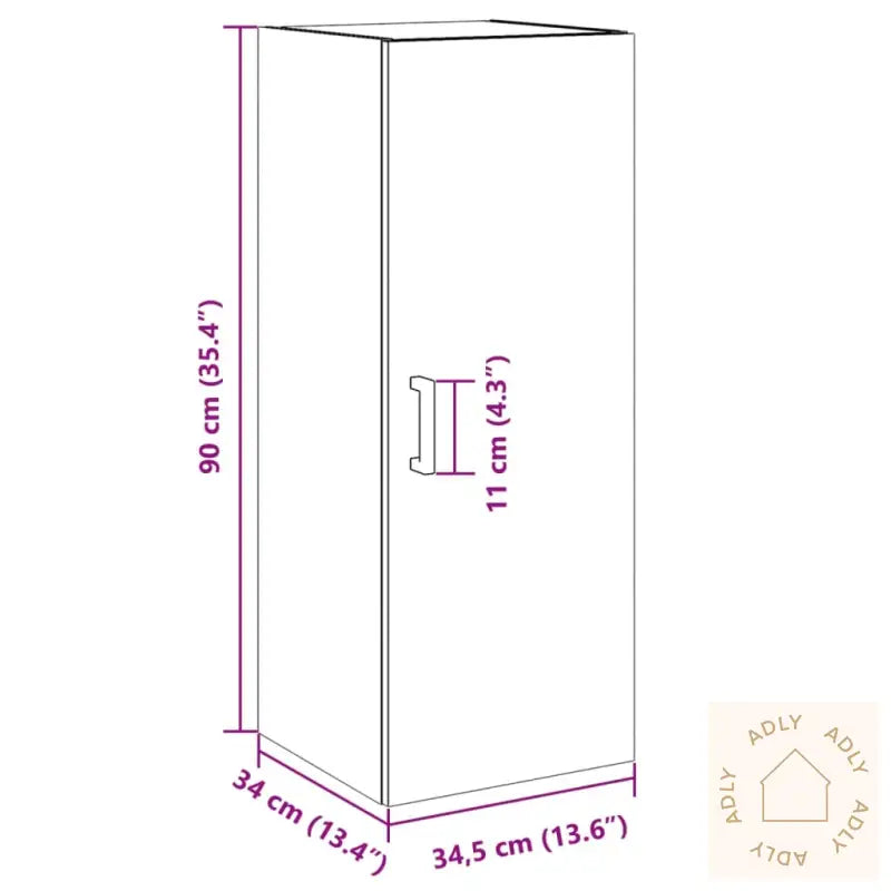 Veggskap Artisan Eik 34,5X34X90 Cm Konstruert Tre