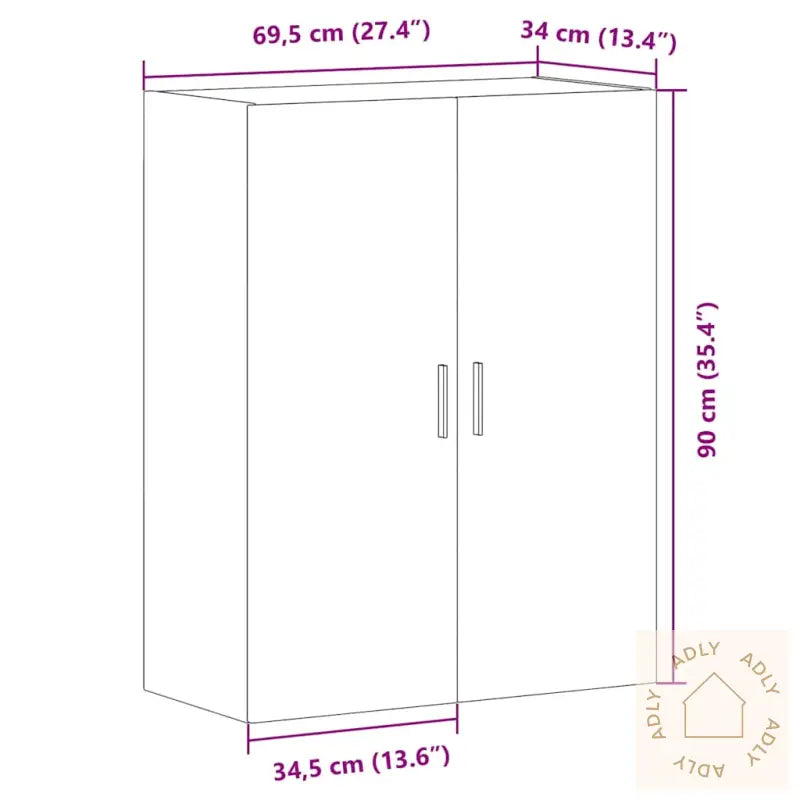 Veggmontert Skap Gammelt Tre 69,5X34X90 Cm