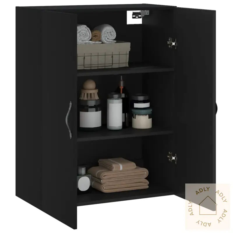 Veggmontert Skap Svart 69,5X34X90 Cm Konstruert Tre