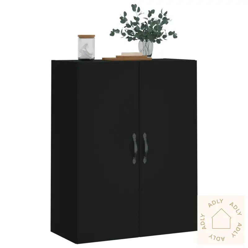 Veggmontert Skap Svart 69,5X34X90 Cm Konstruert Tre