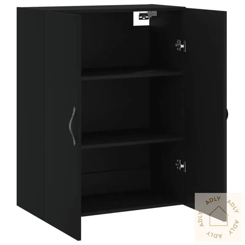 Veggmontert Skap Svart 69,5X34X90 Cm Konstruert Tre