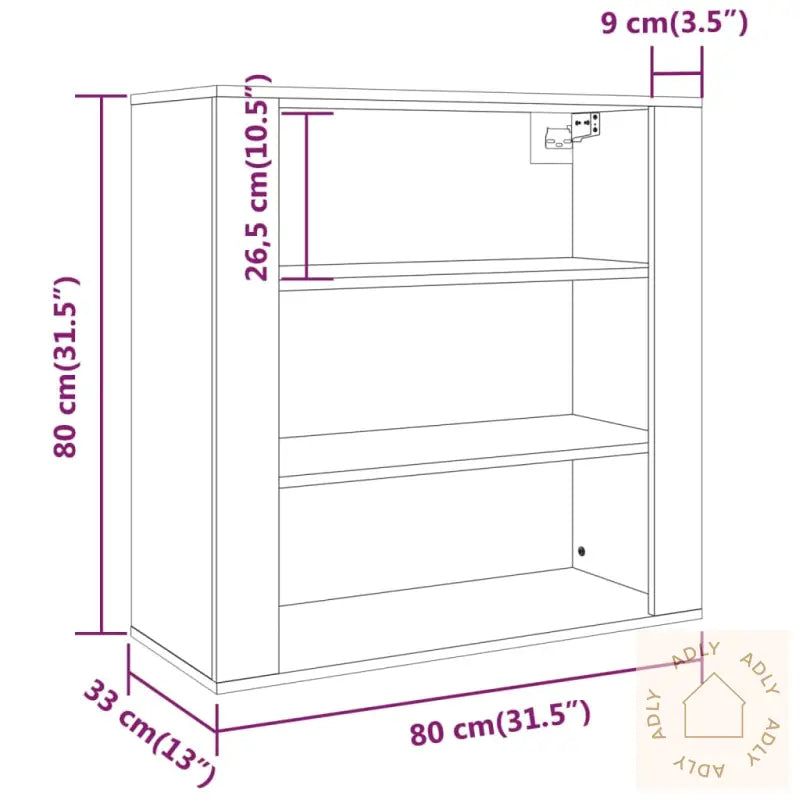 Veggskap Sonoma Eik 80X33X80 Cm Konstruert Tre
