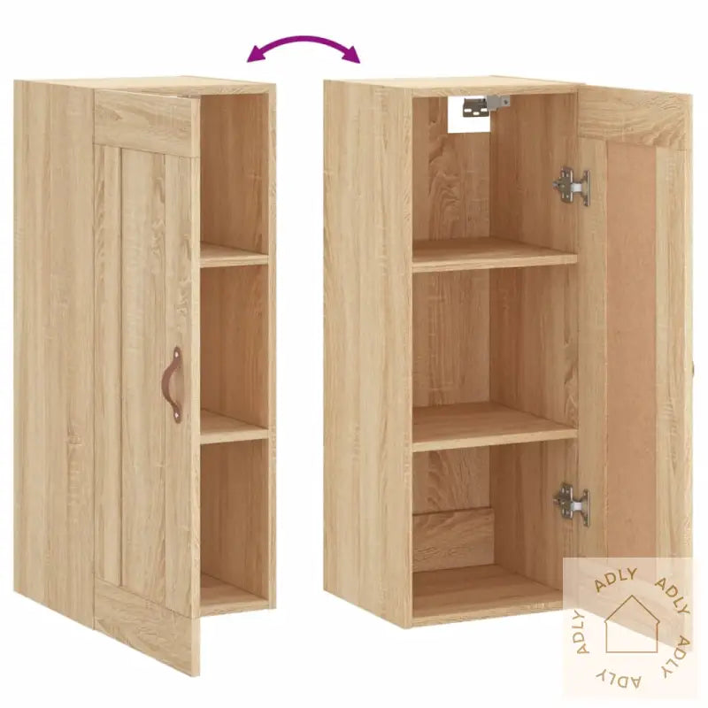 Veggmontert Skap Sonoma Eik 34,5X34X90 Cm Konstruert Tre