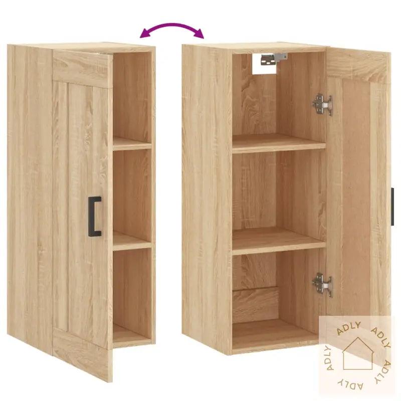 Veggmontert Skap Sonoma Eik 34,5X34X90 Cm Konstruert Tre
