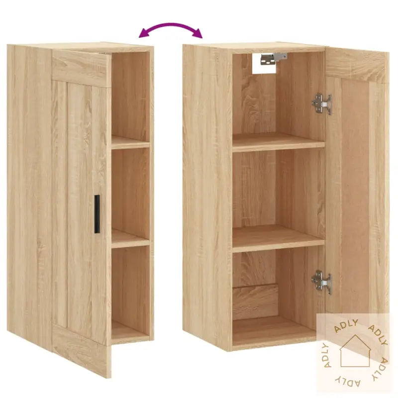Veggmontert Skap Sonoma Eik 34,5X34X90 Cm Konstruert Tre