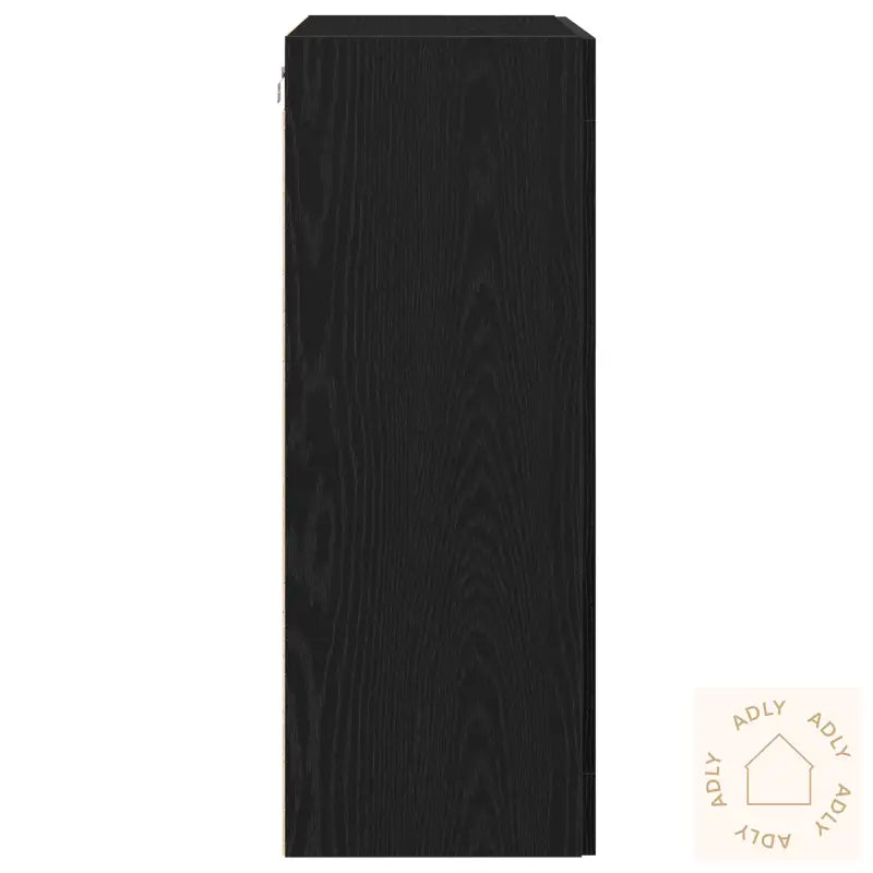 Vegghengt Skap Med Glassdører Svart Eik 69.5X34X90 Cm
