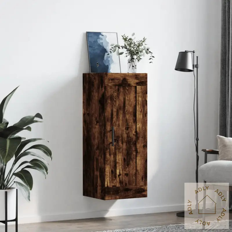 Veggskap Røkt Eik 34,5X34X90 Cm Konstruert Tre