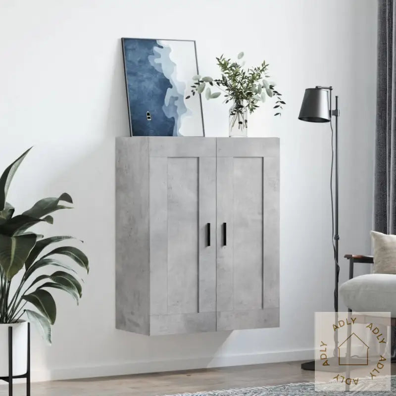 Veggskap Betonggrå 69,5X34X90 Cm Konstruert Tre