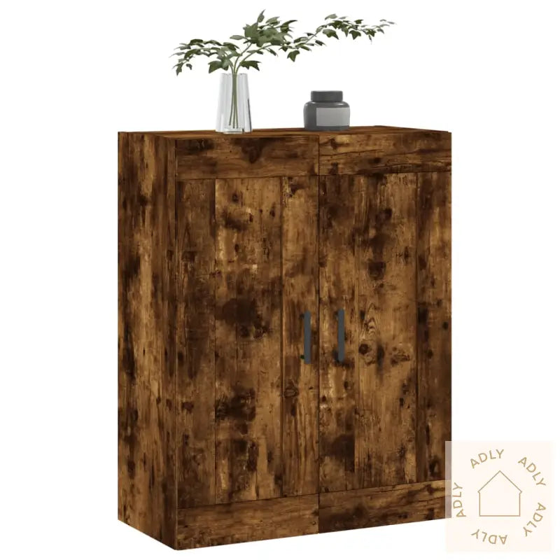 Veggskap Røkt Eik 69,5X34X90 Cm Konstruert Tre