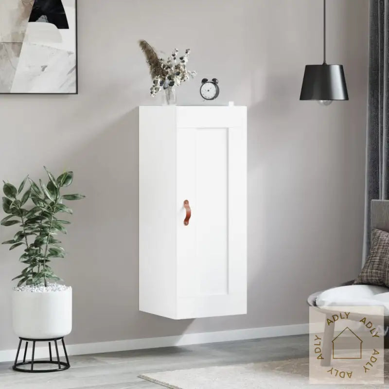 Veggmontert Skap Hvit 34,5X34X90 Cm Konstruert Tre