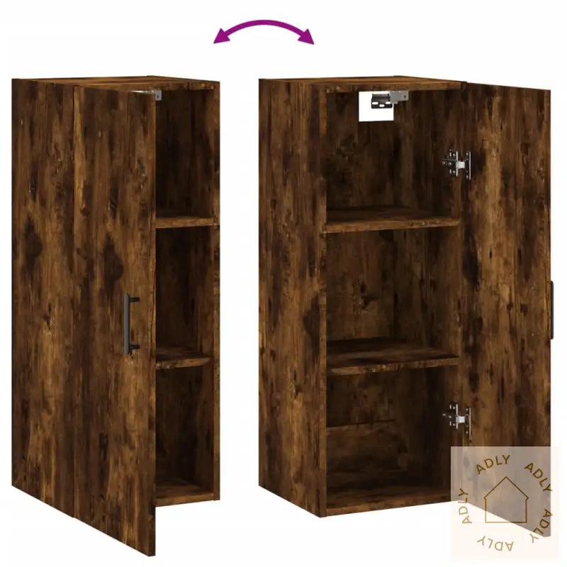 Veggskap Røkt Eik 34,5X34X90 Cm