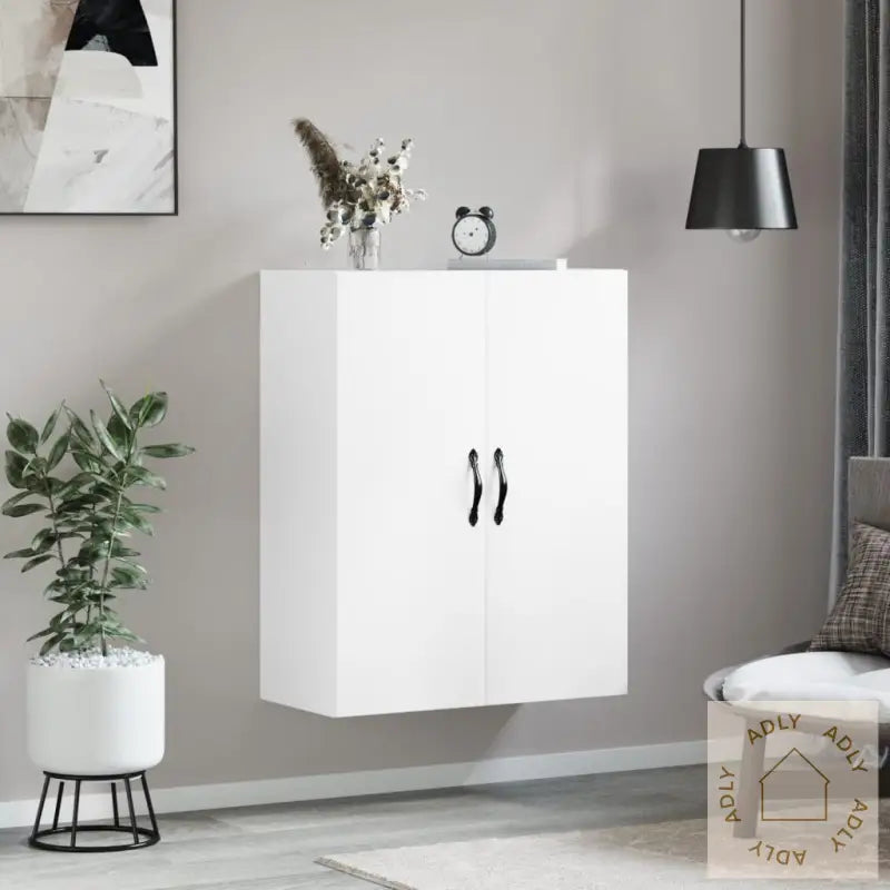 Veggmontert Skap Hvit 69,5X34X90 Cm Konstruert Tre