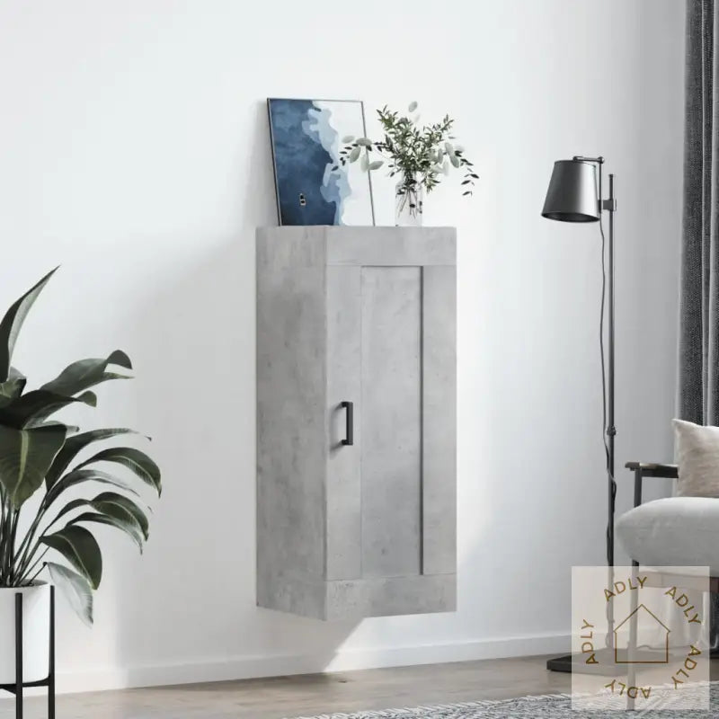 Veggskap Betonggrå 34,5X34X90 Cm Konstruert Tre