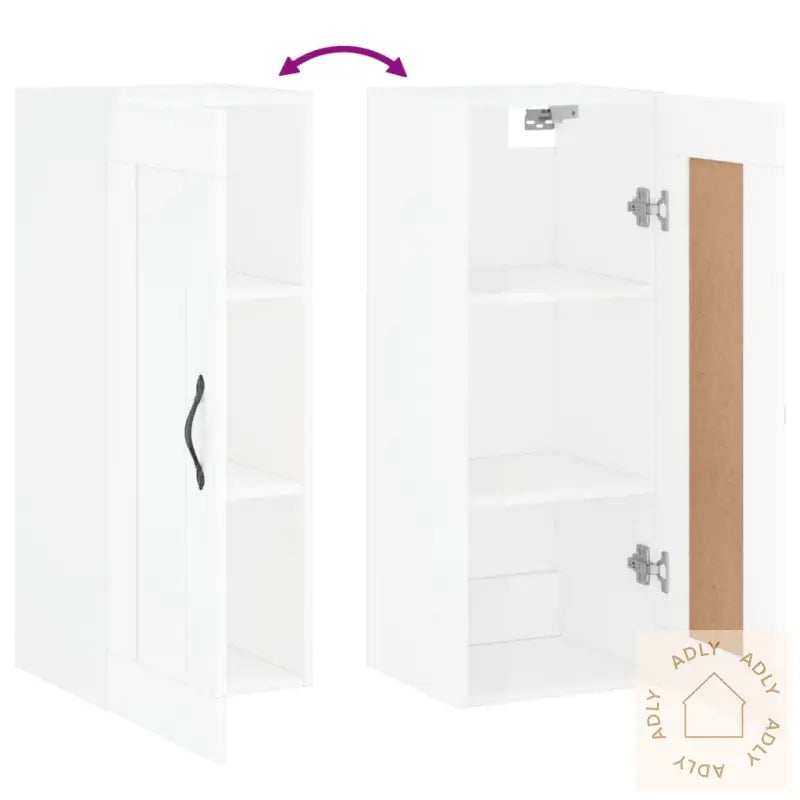 Veggmontert Skap Høyskap Hvit 34,5X34X90 Cm Konstruert Tre