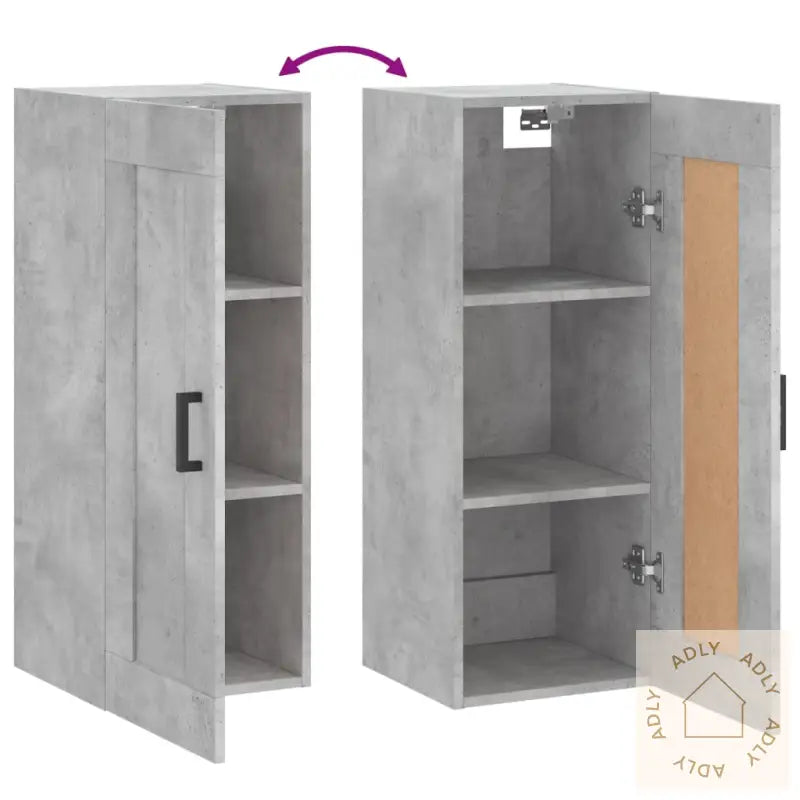 Veggskap Betonggrå 34,5X34X90 Cm Konstruert Tre