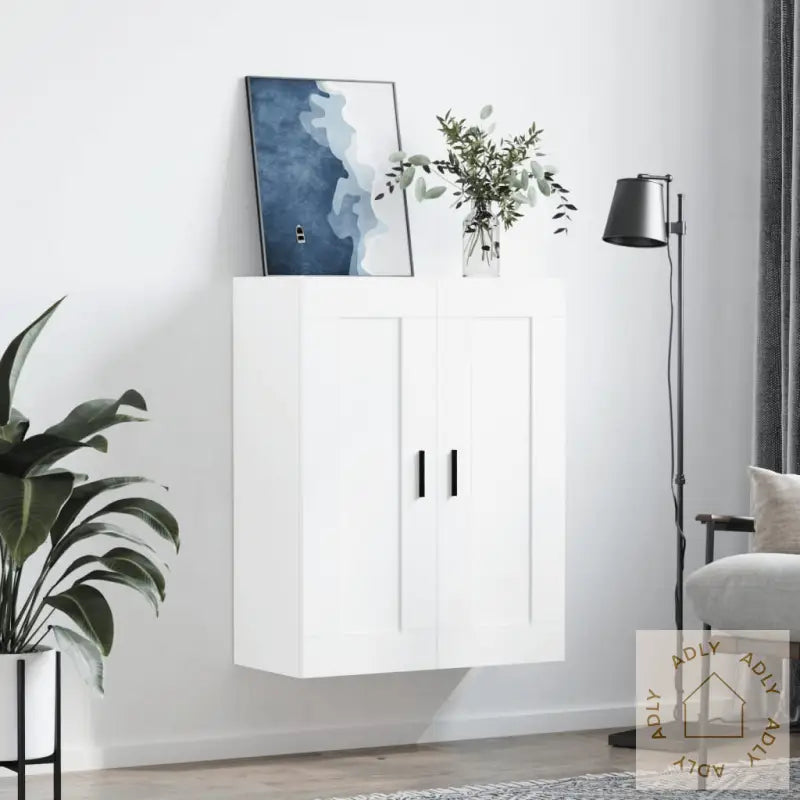 Veggmontert Skap Hvit 69,5X34X90 Cm Konstruert Tre