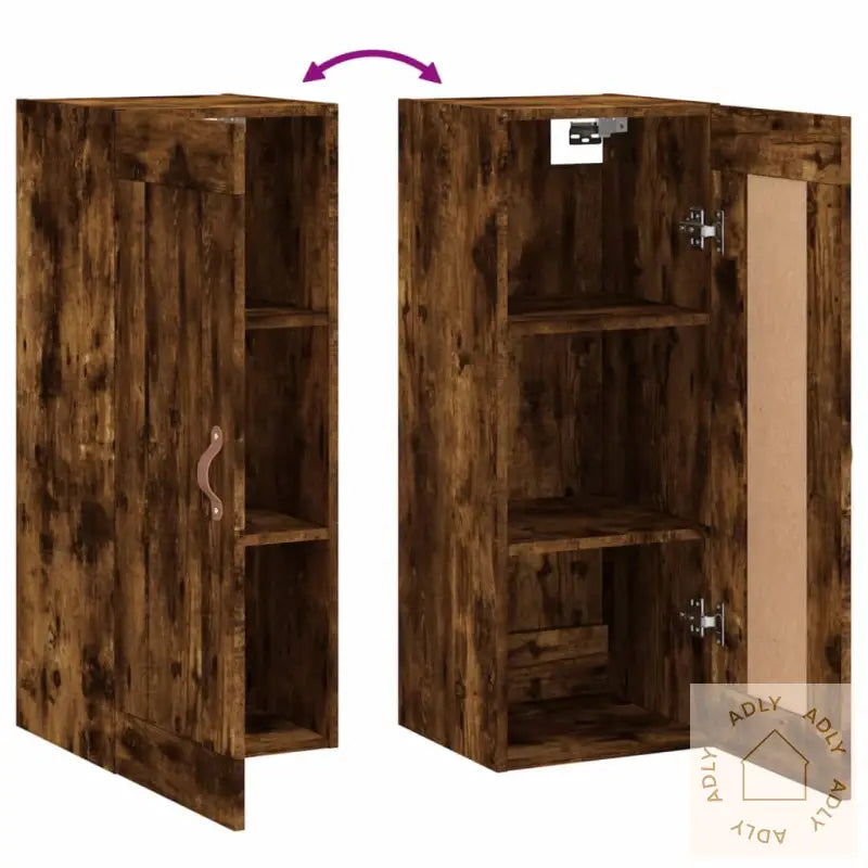 Veggskap Røkt Eik 34,5X34X90 Cm Konstruert Tre