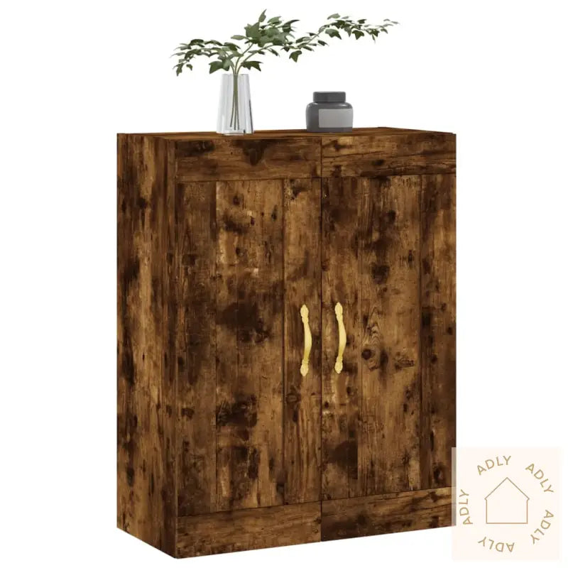 Veggskap Røkt Eik 69,5X34X90 Cm Konstruert Tre