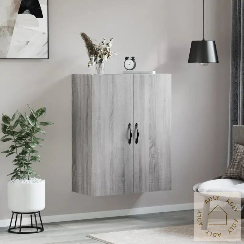 Veggskap Grå Sonoma 69,5X34X90 Cm Konstruert Tre