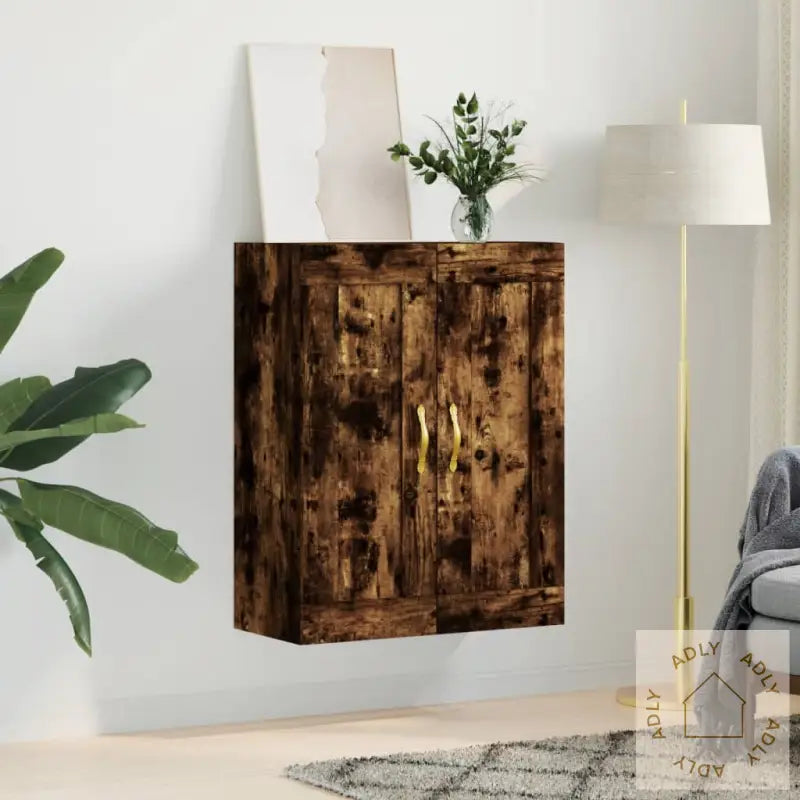 Veggskap Røkt Eik 69,5X34X90 Cm Konstruert Tre