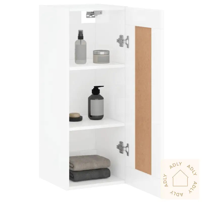 Veggmontert Skap Høyskap Hvit 34,5X34X90 Cm Konstruert Tre