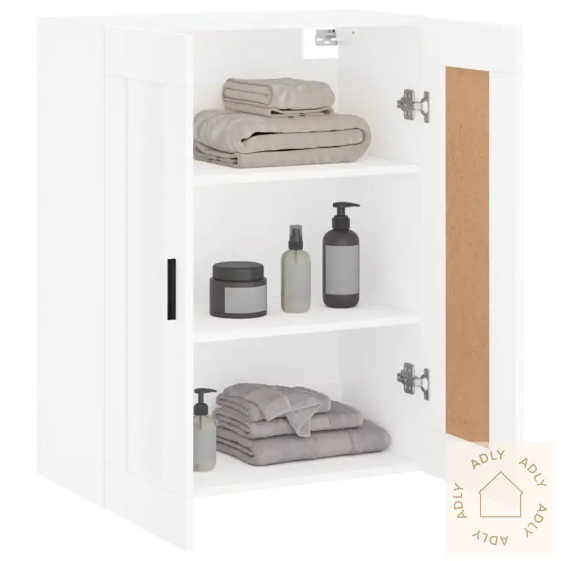 Veggmontert Skap Hvit 69,5X34X90 Cm Konstruert Tre