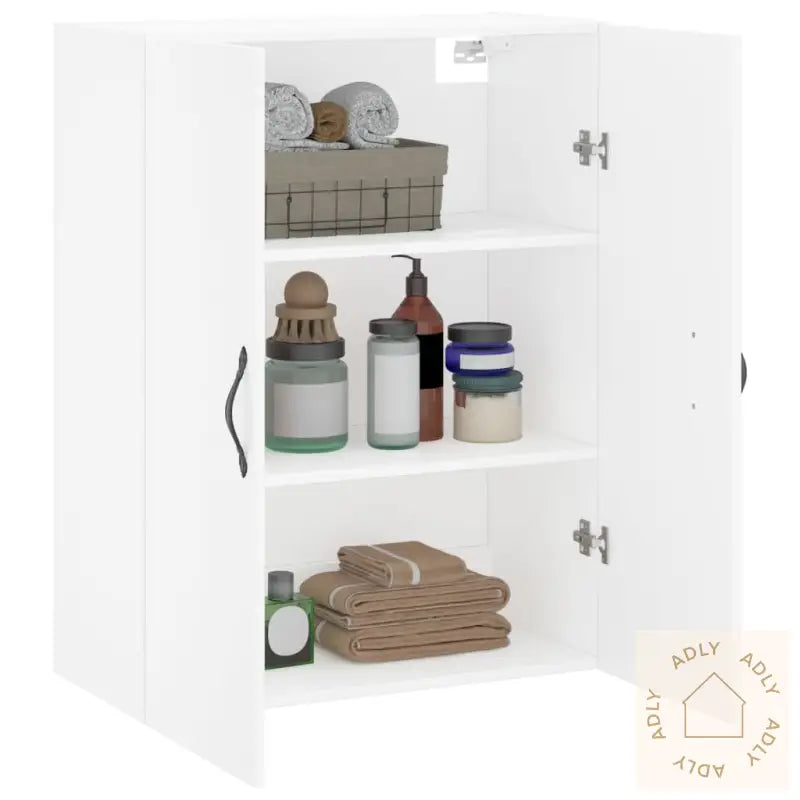 Veggmontert Skap Hvit 69,5X34X90 Cm Konstruert Tre