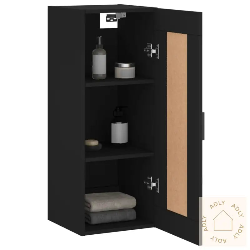 Veggmontert Skap Svart 34,5X34X90 Cm Konstruert Tre