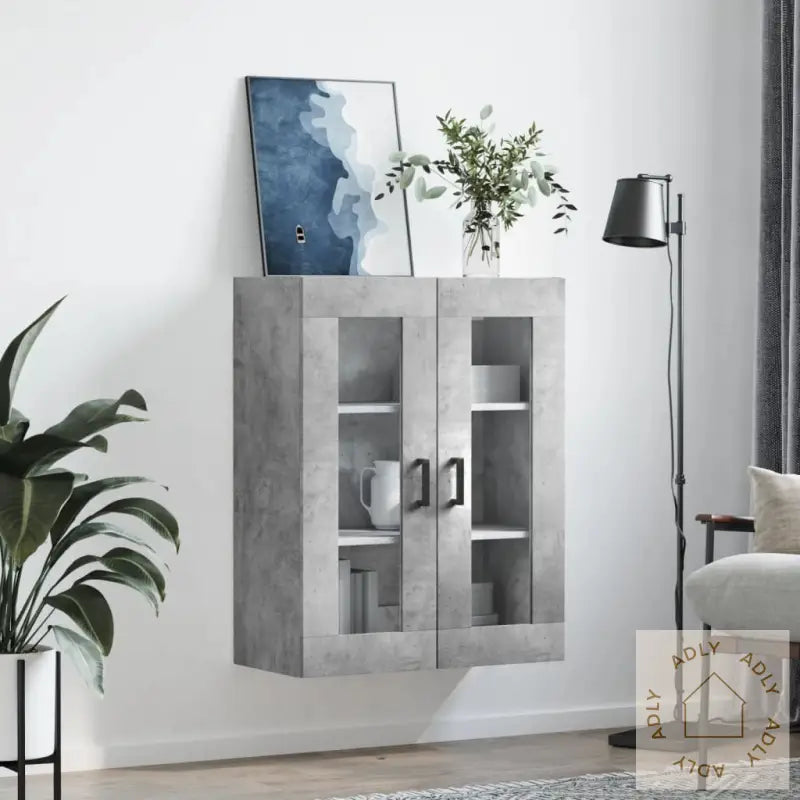 Veggskap Betonggrå 69,5X34X90 Cm