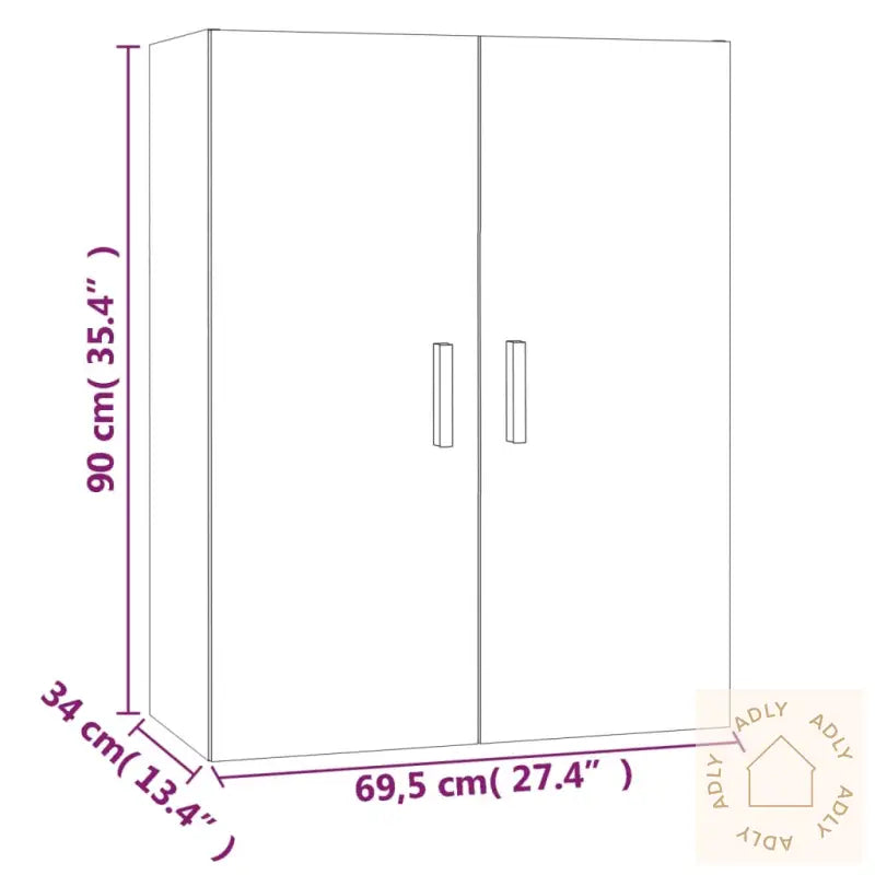Hengende Veggskap Hvit 69,5X34X90 Cm