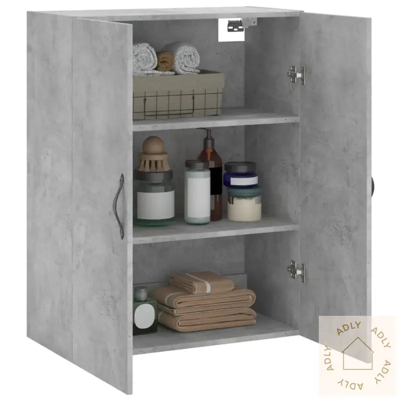 Veggskap Betonggrå 69,5X34X90 Cm Konstruert Tre