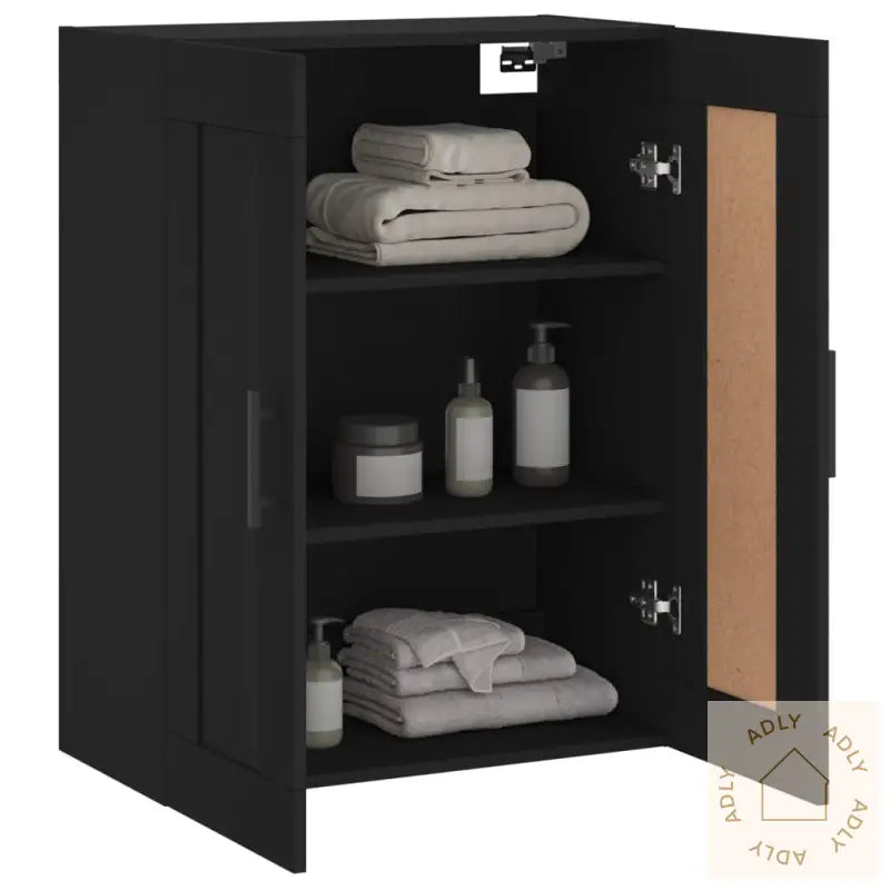 Veggmontert Skap Svart 69,5X34X90 Cm Konstruert Tre